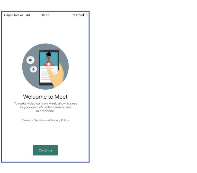 Iphone instructions Welcome to Google Meet screen shot